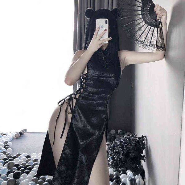 high split bandage mini dress qipao lingerie cheongsam uniform women chinese traditional party dress nightclub costumes 220105, Red;black
high split bandage mini dress qipao lingerie cheongsam uniform women chinese traditional party dress nightclub costumes 220105, Red;black
