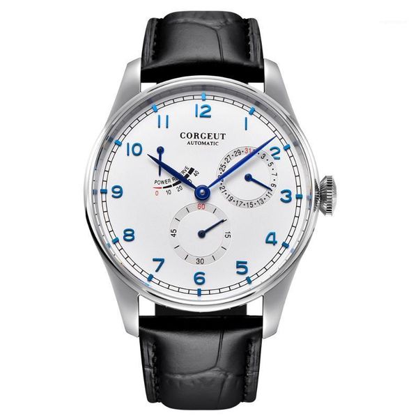 corgeut 42mm leather power reserve automatic calendar mechanical watches rosegold hollow case men watch relogio masculino1, Slivery;brown
corgeut 42mm leather power reserve automatic calendar mechanical watches rosegold hollow case men watch relogio masculino1, Slivery;brown