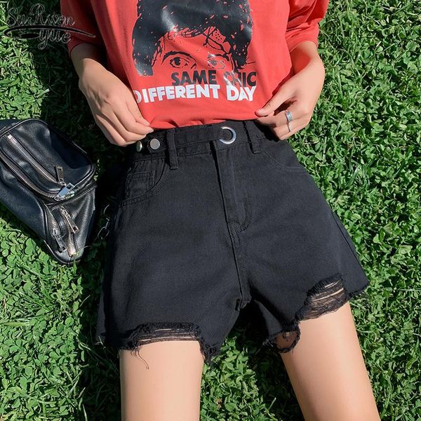 new korean style ripped shorts loose solid button wide leg women's shirts plus size high waist slim straight-leg shorts 9515, White;black
new korean style ripped shorts loose solid button wide leg women's shirts plus size high waist slim straight-leg shorts 9515, White;black