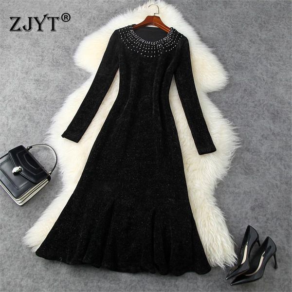 elegant women luxury beading long sleeve midi trumpet dress autumn winter designers celebrity robe femme party black vestidos, Black;gray
elegant women luxury beading long sleeve midi trumpet dress autumn winter designers celebrity robe femme party black vestidos, Black;gray