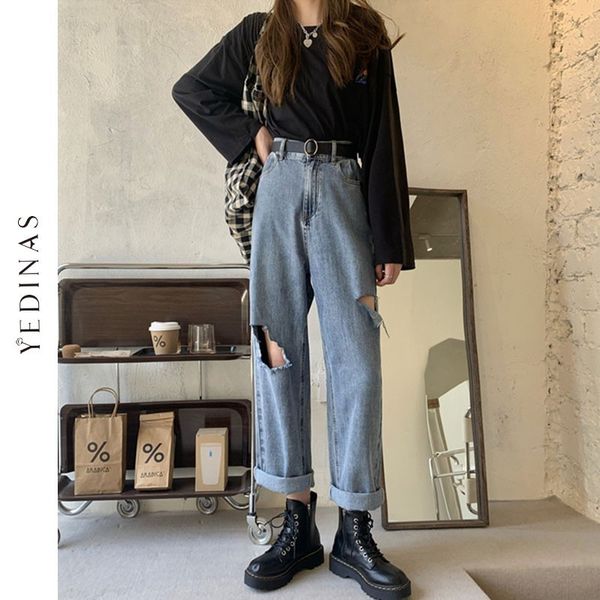 yedinas 2020 high waist ripped jeans women straight mopping jeans female vintage hole denim pants boyfriend long trousers torn y1214, Blue
yedinas 2020 high waist ripped jeans women straight mopping jeans female vintage hole denim pants boyfriend long trousers torn y1214, Blue