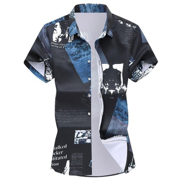 klv short sleeve male shirt cotton blend tunic men's fashion slim loose hawaii short sleeve printed turn-down collar shirt, White;black
klv short sleeve male shirt cotton blend tunic men's fashion slim loose hawaii short sleeve printed turn-down collar shirt, White;black