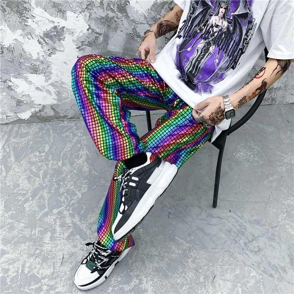 men's pants m-xxl colorful night club stage men elastic waist bright hip hop streetwear trousers mens fashion clothes loose fit1, Black
men's pants m-xxl colorful night club stage men elastic waist bright hip hop streetwear trousers mens fashion clothes loose fit1, Black