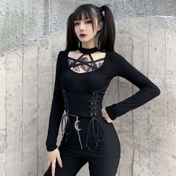 t-shirt 22336 fried street hanging neck bottom shirt autumn winter drawstring tie women's wear, Black;gray
t-shirt 22336 fried street hanging neck bottom shirt autumn winter drawstring tie women's wear, Black;gray