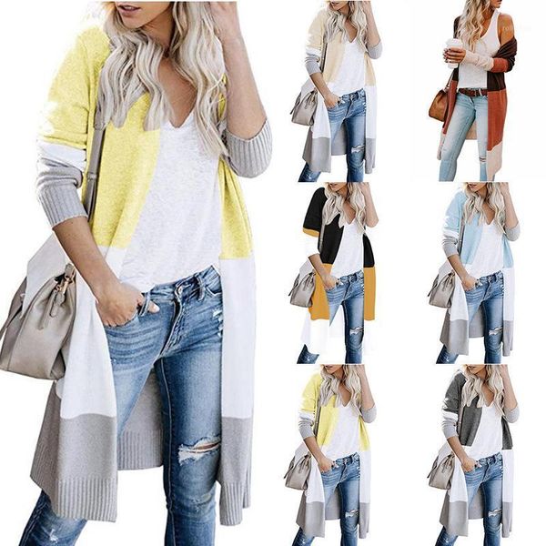 new women's clothing knitwear three color stripe long sweater cardigan winter clothes vintage sweater long coat1, White
new women's clothing knitwear three color stripe long sweater cardigan winter clothes vintage sweater long coat1, White