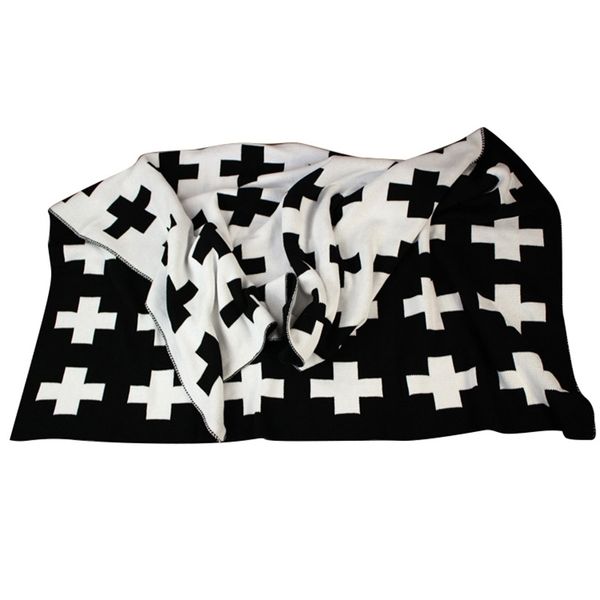 Baby Blanket Black White Cute Bedding Stroller Blanket Bath Towels Knit Baby Blanket Y201009