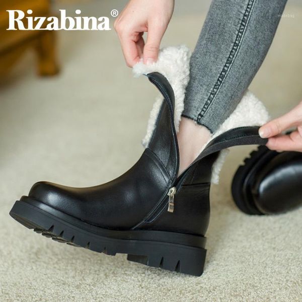boots rizabina women plush fur half short real leather winter snow warm shoes fashion daily footwear size 34-411, Black
boots rizabina women plush fur half short real leather winter snow warm shoes fashion daily footwear size 34-411, Black