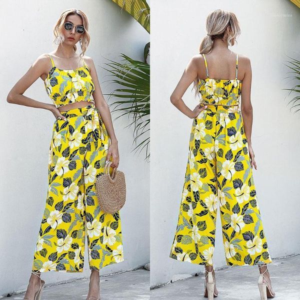 women fashion camisole crop wide leg pants floral print two piece set outfit1, Gray
women fashion camisole crop wide leg pants floral print two piece set outfit1, Gray