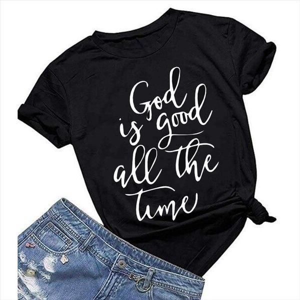 god is good all the time print women tshirt o neck casual t shirt for lady funny summer t shirt top, White
god is good all the time print women tshirt o neck casual t shirt for lady funny summer t shirt top, White