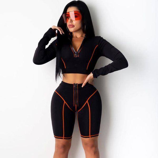 fitness 2 piece set tracksuit women long sleeve zipper crop and biker shorts set workout sporty active wear matching sets, Gray
fitness 2 piece set tracksuit women long sleeve zipper crop and biker shorts set workout sporty active wear matching sets, Gray