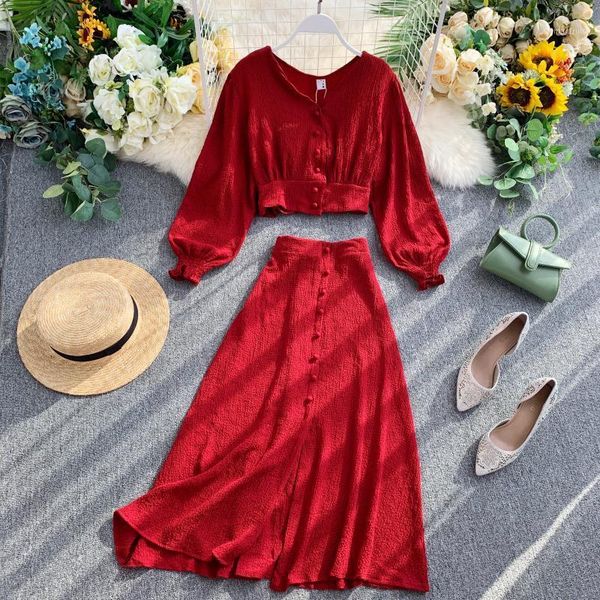 long sleeve v-neck crop and single breasted long skirt fashion women two piece set 2020 new autumn ladies solid suit set1, Gray
long sleeve v-neck crop and single breasted long skirt fashion women two piece set 2020 new autumn ladies solid suit set1, Gray