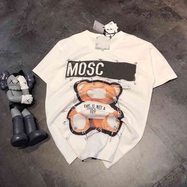 2022 factory wholesale new mos short t-shirt female pin bear print summer loose lovers letter casual half sleeve bottom coat a1, White
2022 factory wholesale new mos short t-shirt female pin bear print summer loose lovers letter casual half sleeve bottom coat a1, White