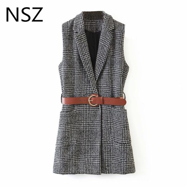 nsz women houndstooth tweed sleeveless jacket blazer vest plaid wool blend waistcoat belt checked woolen tanks fall winter 201214, Black;white
nsz women houndstooth tweed sleeveless jacket blazer vest plaid wool blend waistcoat belt checked woolen tanks fall winter 201214, Black;white
