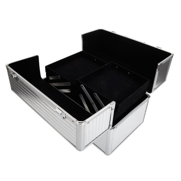 handy stylish three stripes aluminum makeup storage box lock organizer large with keys silver180821306
handy stylish three stripes aluminum makeup storage box lock organizer large with keys silver180821306