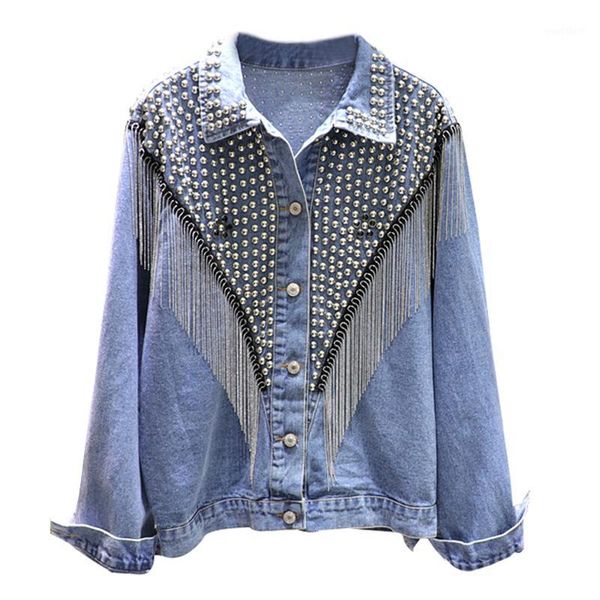 rivet tassel denim jacket women turn-down collar loose casual coat female outwear denim feminine streetwear jean jackets1, Black;brown
rivet tassel denim jacket women turn-down collar loose casual coat female outwear denim feminine streetwear jean jackets1, Black;brown