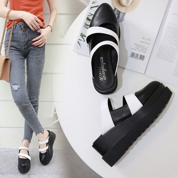 women slippers platform wedges mules pointed toe shoes mixed color slip on slides thick bottom mule zapatos de mujer black1, Black
women slippers platform wedges mules pointed toe shoes mixed color slip on slides thick bottom mule zapatos de mujer black1, Black