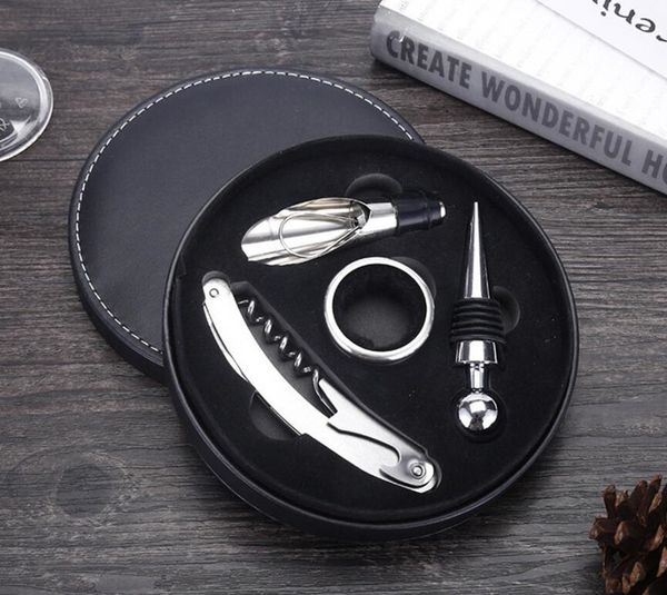 4pcs red bottle stainless steel opener gift set round leather box wine kits ser pourer accessories sets ship
4pcs red bottle stainless steel opener gift set round leather box wine kits ser pourer accessories sets ship