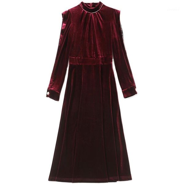 autumn winter women velvet a line dress runway o neck long sleeve lace patchwork pleated dress female elegant party midi vestido1, Black;gray
autumn winter women velvet a line dress runway o neck long sleeve lace patchwork pleated dress female elegant party midi vestido1, Black;gray