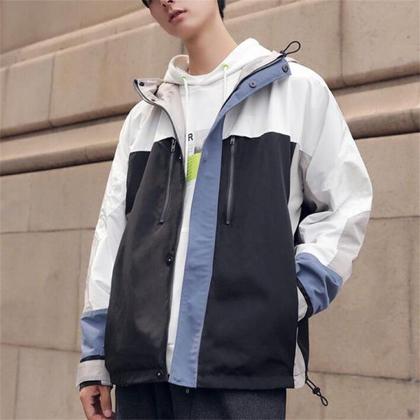 men's jackets men fashion contrast colors patchwork hoody streetwear casual leisure homme coat, Black;brown
men's jackets men fashion contrast colors patchwork hoody streetwear casual leisure homme coat, Black;brown