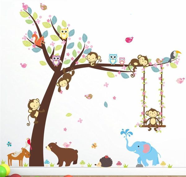 cartoon animals tree wall stickers for kids room decor nursery monkey elephant owlets safari mural art di sqcgco dh_seller2010
cartoon animals tree wall stickers for kids room decor nursery monkey elephant owlets safari mural art di sqcgco dh_seller2010