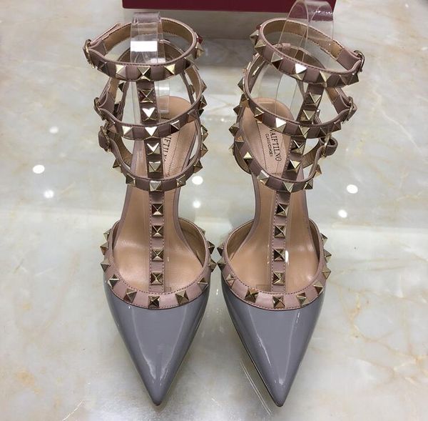 classic female-branded sandals with rivets 3 leather belts high wedding shoes eight inches inch thin heels 34-43 bag of powder j3xg, Black
classic female-branded sandals with rivets 3 leather belts high wedding shoes eight inches inch thin heels 34-43 bag of powder j3xg, Black