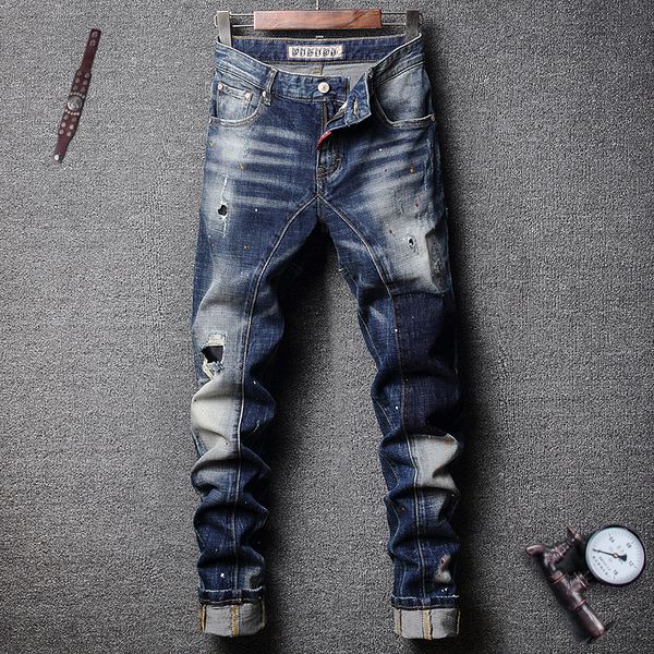 2021 new italian style fashion slim fit designer washed retro blue ripped men painted pants streetwear hip hop xay0
2021 new italian style fashion slim fit designer washed retro blue ripped men painted pants streetwear hip hop xay0