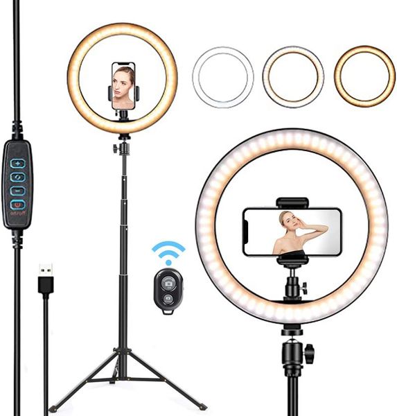 10 Inch Usb Led Light Ring Pgraphy Flash Lamp With 130cm Tripod Stand For Makeup Youtube Vk Tik Tok Video Dimmable Lighting