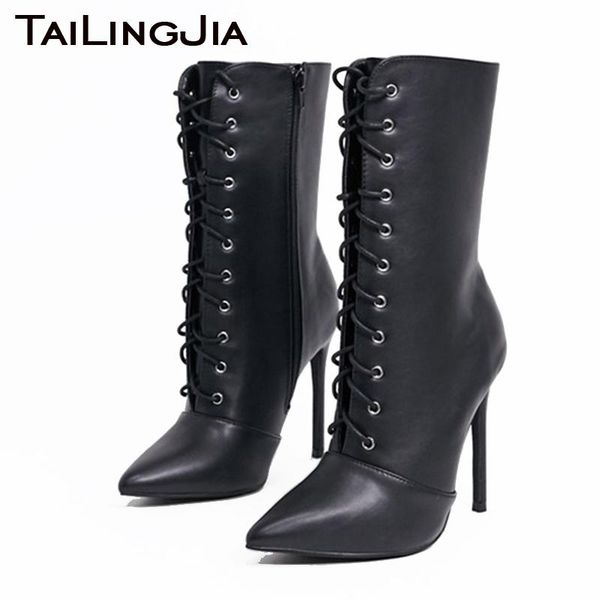 2020 winter mid-calf boots for women stiletto high heel short boot ladies pointed toe lace up stylish boots with zipper big size, Black
2020 winter mid-calf boots for women stiletto high heel short boot ladies pointed toe lace up stylish boots with zipper big size, Black