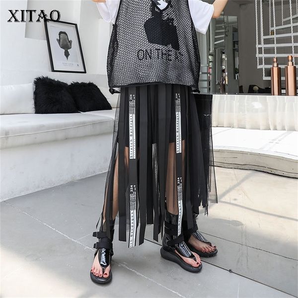 xitao mesh hollow out print letter long skirt women tape elastic waist black casual a-line summer new korea lj200820
xitao mesh hollow out print letter long skirt women tape elastic waist black casual a-line summer new korea lj200820