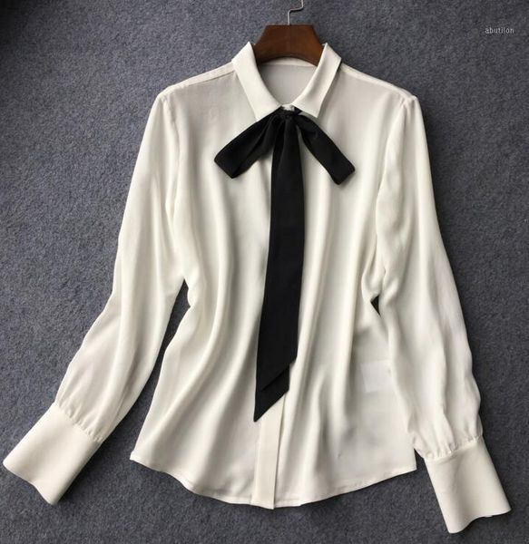 women's blouses & shirts women soft silk white blouse black ribbon tie bow neck female fashion long sleeve shirt for spring autumn1
women's blouses & shirts women soft silk white blouse black ribbon tie bow neck female fashion long sleeve shirt for spring autumn1