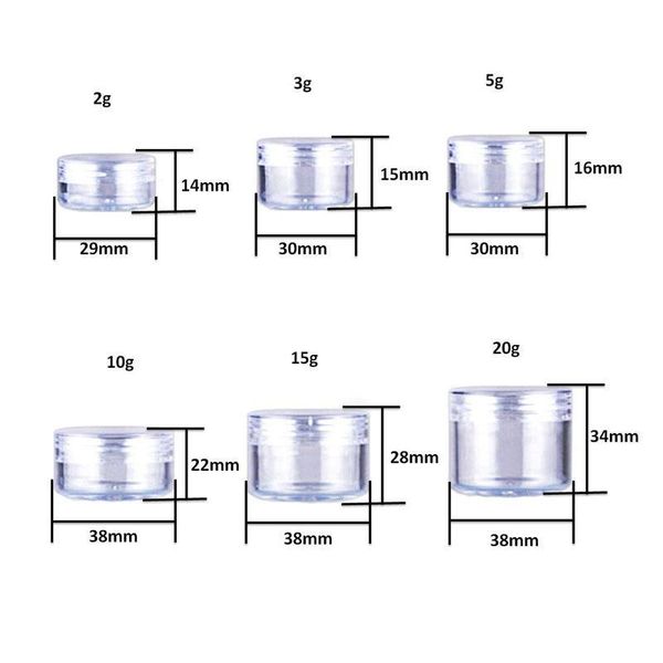 10pcs 2g / 3g / 5g / 10g 15g 20g empty plastic transparent cosmetic jar cosmetic container lotion bott bbyypf
10pcs 2g / 3g / 5g / 10g 15g 20g empty plastic transparent cosmetic jar cosmetic container lotion bott bbyypf