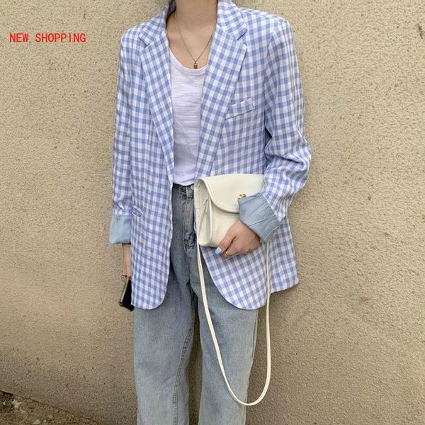 women's suits & blazers 2021 korean chic plaid jacket women fashion geometric casual elegant office ladies long sleeve loose sweet lape, White;black
women's suits & blazers 2021 korean chic plaid jacket women fashion geometric casual elegant office ladies long sleeve loose sweet lape, White;black