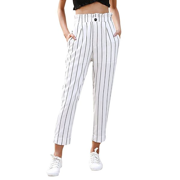 women's pants striped slim straight leg casual button pants with pockets trousers women clothes 201113, Black;white
women's pants striped slim straight leg casual button pants with pockets trousers women clothes 201113, Black;white