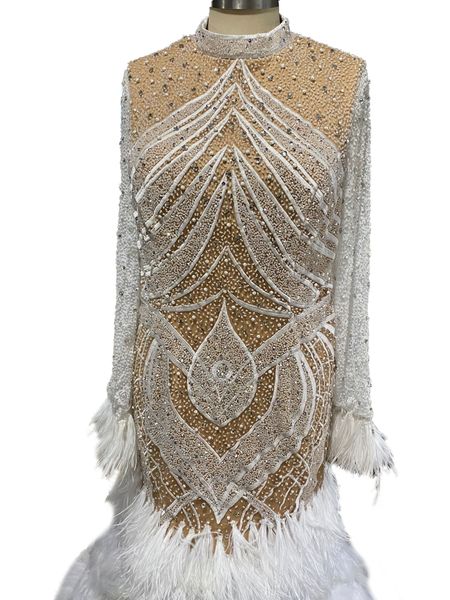 one stocking mermaid wedding dress feathers with beads handmade size 22w real ps plus size winter bridal gown ing, White
one stocking mermaid wedding dress feathers with beads handmade size 22w real ps plus size winter bridal gown ing, White