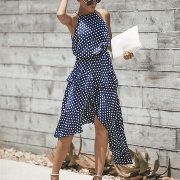 dress 2020 polka dot print halter lacing up irregular ruffles dot dress vestidos de fiesta drop shipping, Black;gray
dress 2020 polka dot print halter lacing up irregular ruffles dot dress vestidos de fiesta drop shipping, Black;gray