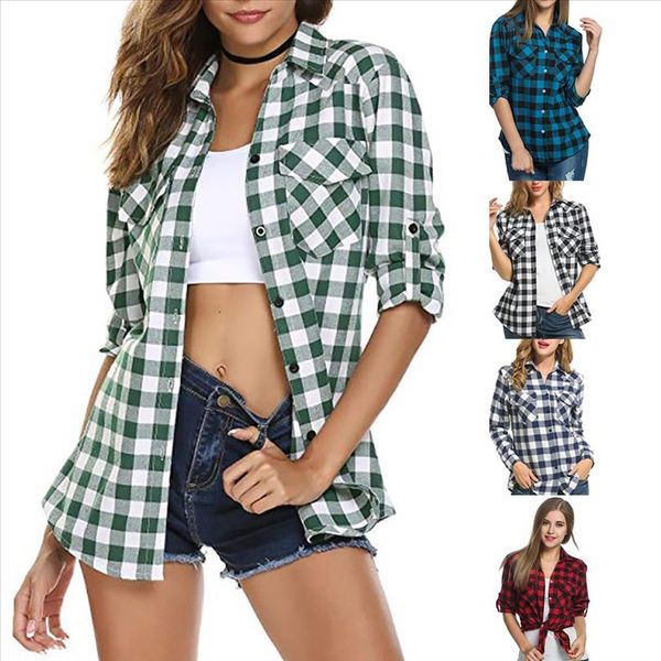 2021 products womens tartan plaid flannel shirts roll up sleeve casual button down blouse dropshipping discount free, White
2021 products womens tartan plaid flannel shirts roll up sleeve casual button down blouse dropshipping discount free, White