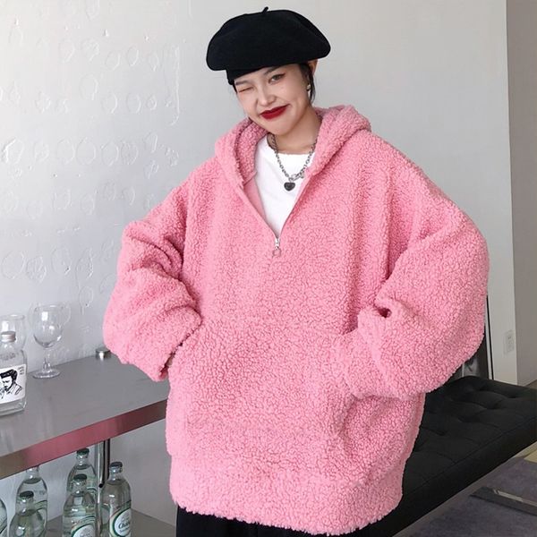 cashmere sweater women's thickened winter hooded sweet loose korean zipper solid languid qfqt, Black
cashmere sweater women's thickened winter hooded sweet loose korean zipper solid languid qfqt, Black