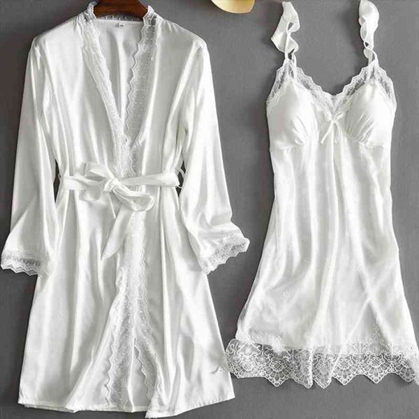 2pcs robe set women home clothing v-neck intimate lingerie lace spring summer wedding nightgown casual satin nightwear, Black;red
2pcs robe set women home clothing v-neck intimate lingerie lace spring summer wedding nightgown casual satin nightwear, Black;red