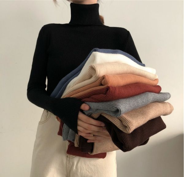 2020 autumn thin women knit pullovers long sleeve sweater high collar soft jumper korean japan pull female, White;black
2020 autumn thin women knit pullovers long sleeve sweater high collar soft jumper korean japan pull female, White;black