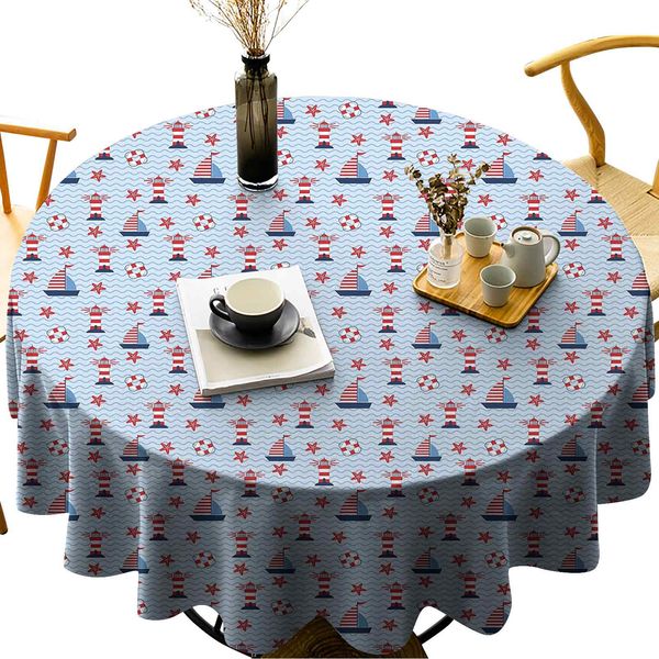 wipeable round table cover sea waves background with boats life buoy and starfish aquatic elements
wipeable round table cover sea waves background with boats life buoy and starfish aquatic elements