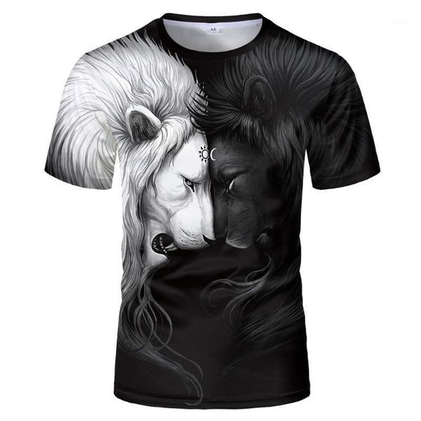 lion t-shirt, new lion pattern, customized large size, eye-catching fashion t-shirt1, White;black 
lion t-shirt, new lion pattern, customized large size, eye-catching fashion t-shirt1, White;black