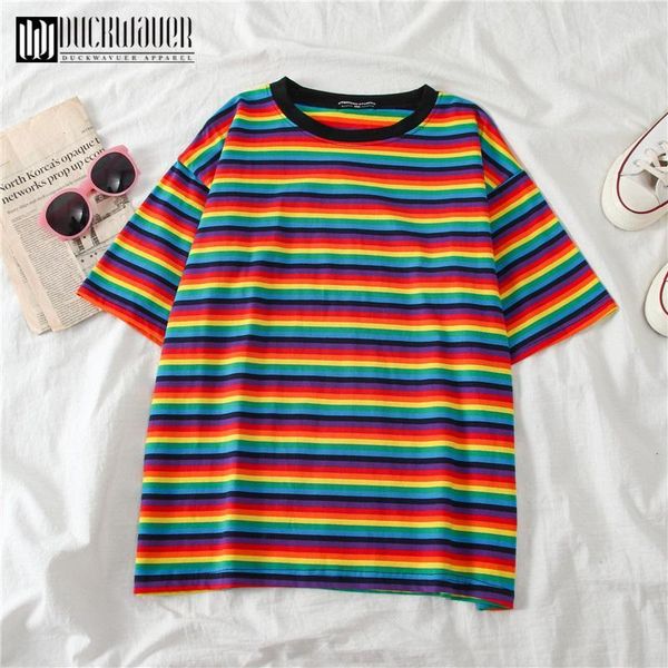 duckwaver sweet rainbow stripe women summer t-shirt minimalist short sleeve women clothes vogue tee shirt couple clothes1, White
duckwaver sweet rainbow stripe women summer t-shirt minimalist short sleeve women clothes vogue tee shirt couple clothes1, White