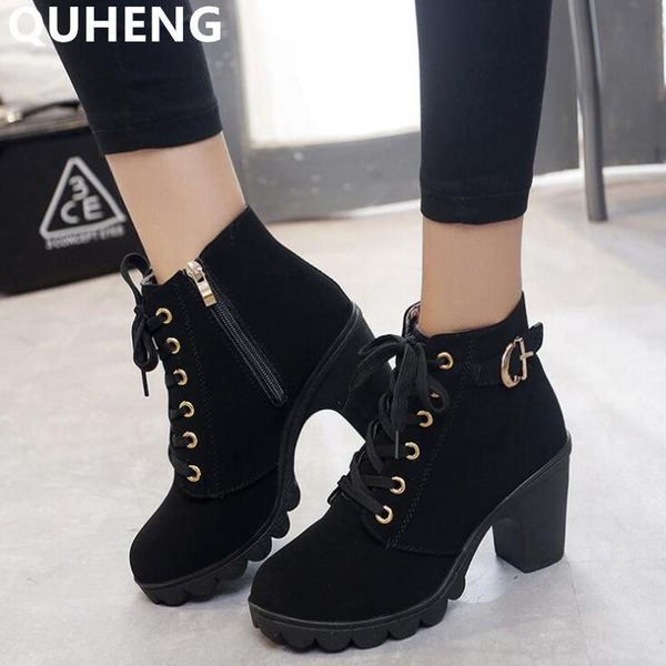 platform women's boots autumn winter new lace up round head frosted upper high heel woman ankle boots 2020 fashion ladies wild, Black
platform women's boots autumn winter new lace up round head frosted upper high heel woman ankle boots 2020 fashion ladies wild, Black