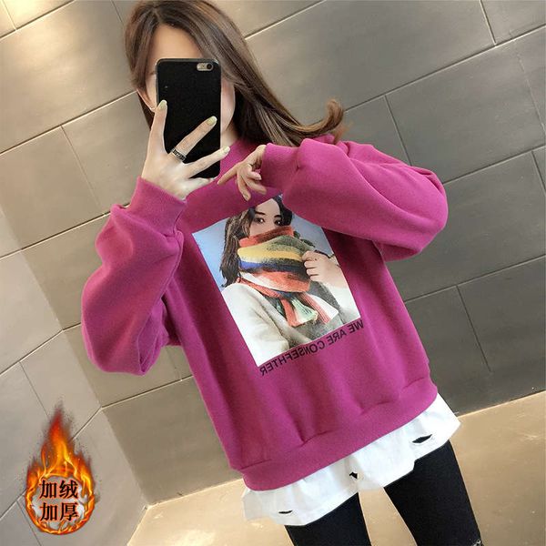 autumn and winter women's loose korean fake two coat new foreign style plush thickened sweater in 2020, Black
autumn and winter women's loose korean fake two coat new foreign style plush thickened sweater in 2020, Black