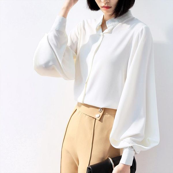 chiffon shirt women lantern sleeve 2021 new fashion designer clothes korean vintage stand collar blue black white shirts
chiffon shirt women lantern sleeve 2021 new fashion designer clothes korean vintage stand collar blue black white shirts