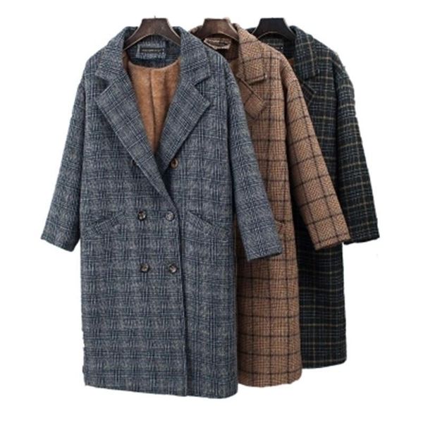 women's suits & blazers plaid female jacket plus velvet thick woolen coat long section lattice double-breasted women, White;black
women's suits & blazers plaid female jacket plus velvet thick woolen coat long section lattice double-breasted women, White;black
