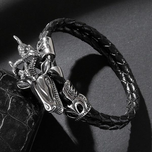 bracelet black genuine leather men jewelry stainless steel head of goat punk bangles wmtvtb, Golden;silver
bracelet black genuine leather men jewelry stainless steel head of goat punk bangles wmtvtb, Golden;silver