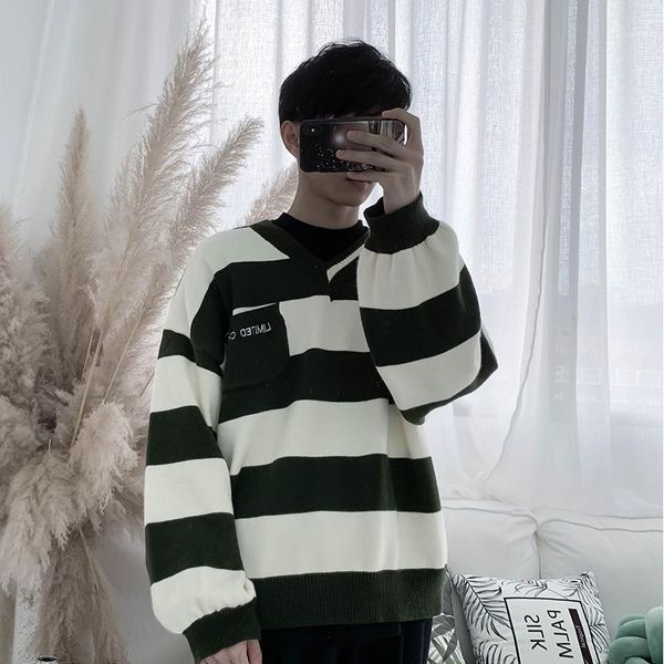 2019 autumn fashion new clothes lazy wind harajuku korean version of the loose contrast color striped knit sweater male1, White;black
2019 autumn fashion new clothes lazy wind harajuku korean version of the loose contrast color striped knit sweater male1, White;black