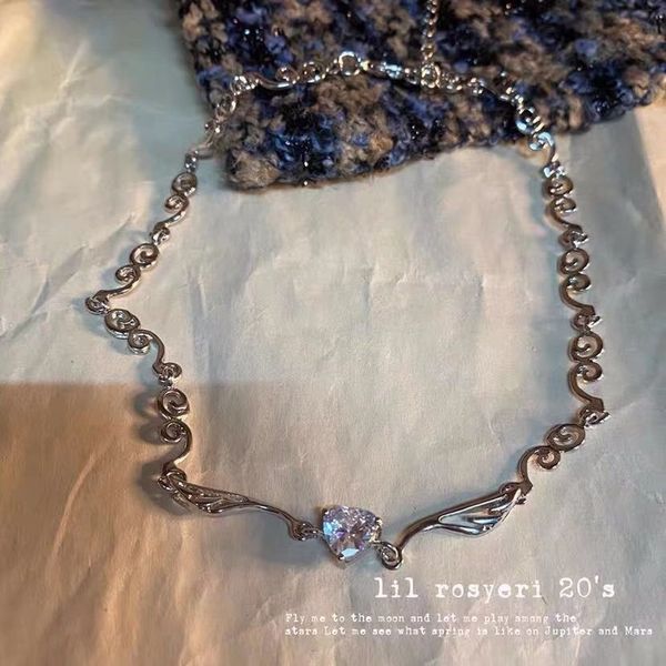 small design angel wings love necklace clavicle chain simple girl heart sweet cool laurie dark neck chain, Silver
small design angel wings love necklace clavicle chain simple girl heart sweet cool laurie dark neck chain, Silver