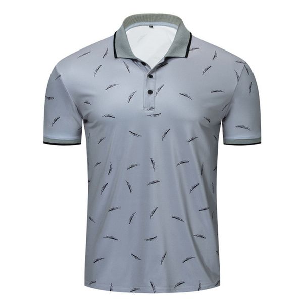 new fashion feather printed polo men's business shirt brand casual short sleeve polos male breathable sports jogging, White;black
new fashion feather printed polo men's business shirt brand casual short sleeve polos male breathable sports jogging, White;black